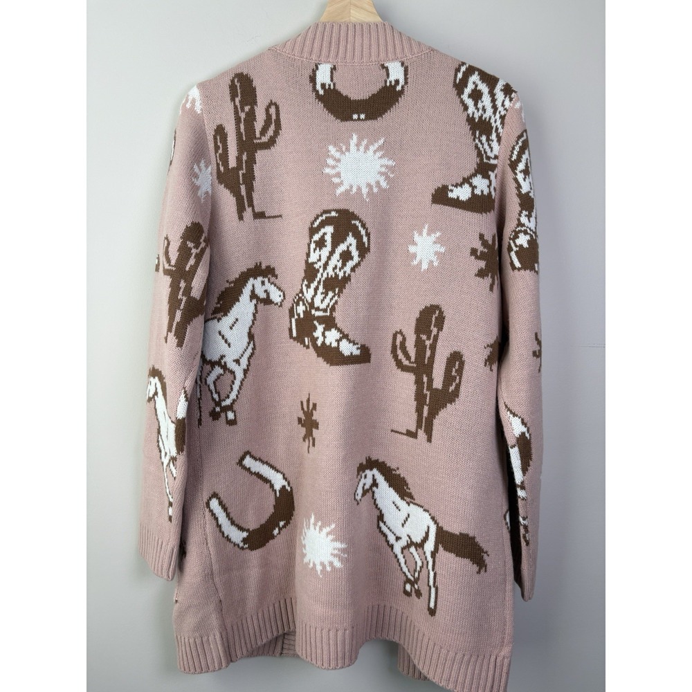 Women's Cato NWT Western Motif Pink Cardigan - Picture 2 of 5